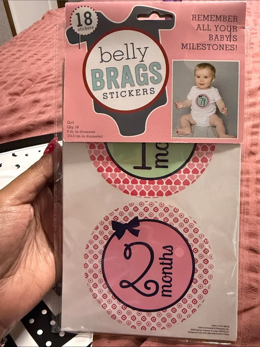 BABY BUNDLE Belly Brags Pink Monthly Milestone Stickers - Baby Photo Stickers